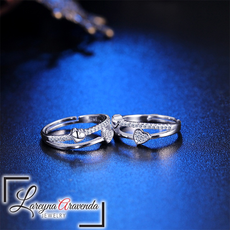 Lareyna Aravenda Cincin Wanita Silver S925 Motif Kristal Crystal Love Kupu Kupu CC007