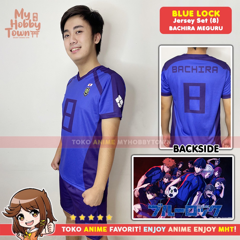 Kostum Jersey Blue Lock No. 8 Meguru Bachira Anime Cosplay