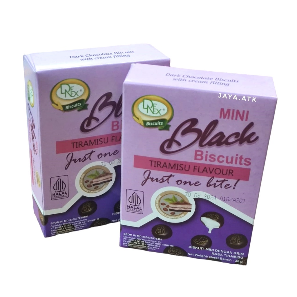 BISKUIT COKELAT ISI KRIM MINI BLACK BISCUITS DENEX 35 GR DARK CHOCOLATE BISCUITS WITH CREAM FILLING