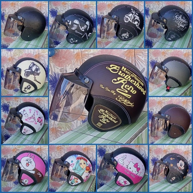 HELM BOGO DEWASA DAPAT KACA DATAR