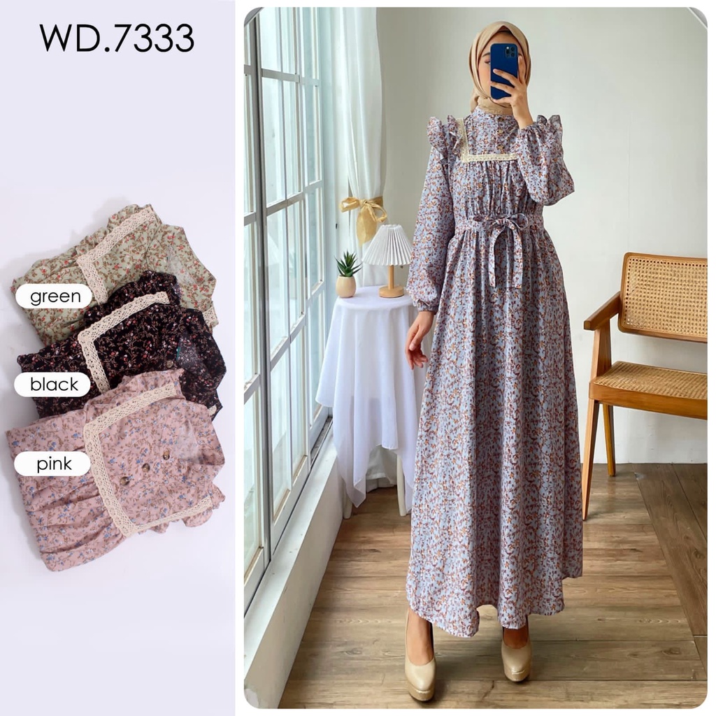 Laluna Dress Gamis Ceruty Import Model Terbaru 2023