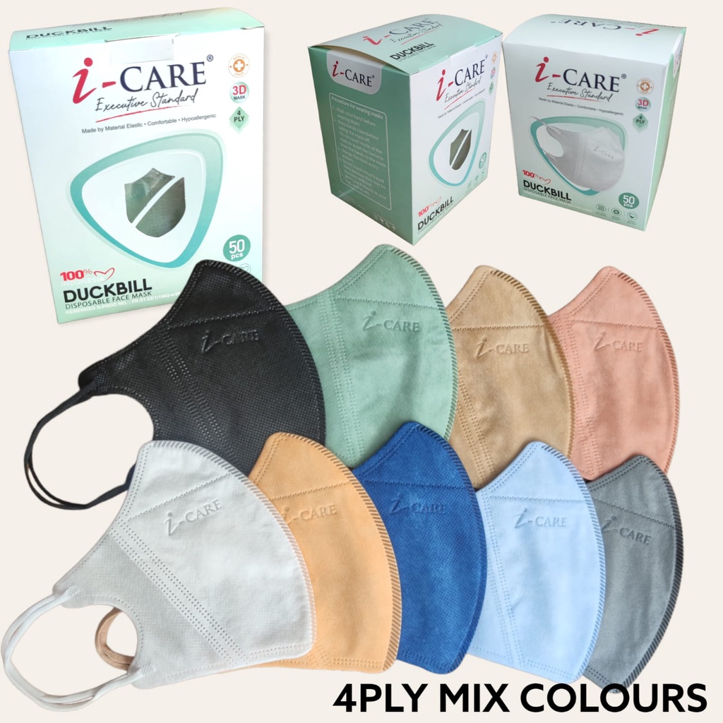 BOX BARU - MASKER DDB ICARE MIX - MASKER DUCKBILL 4PLY ICARE EMBOS RAINBOW KEMENES