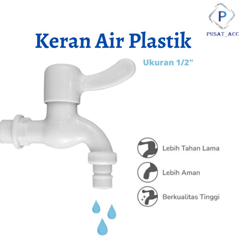 KRAN - Keran Tembok Keran Mandi Bahan Plastik 1/2'' inch