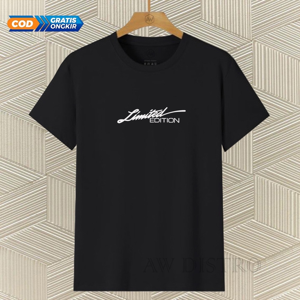 COD Baju Kaos Distro LIMITED EDT Teks Putih Premium Quality Lengan Pendek