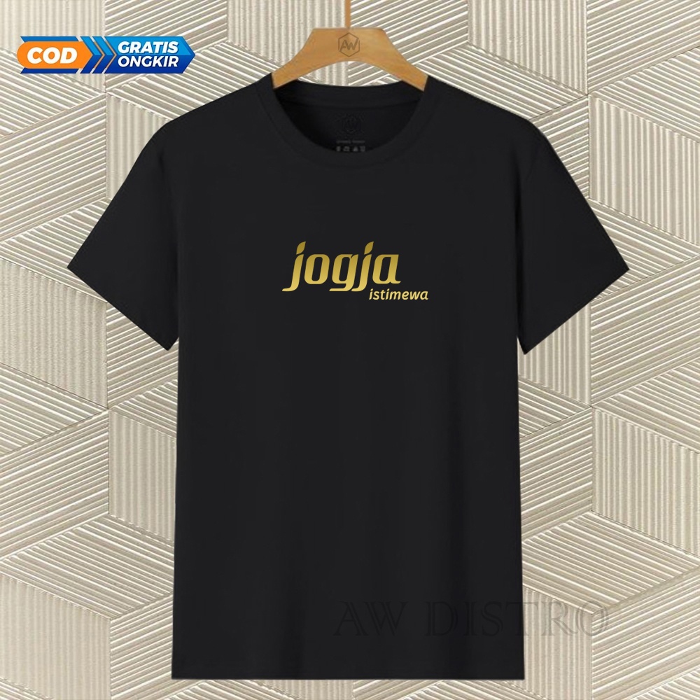 COD Baju Kaos Distro Jokja Text Gold Premium Quality Lengan Pendek