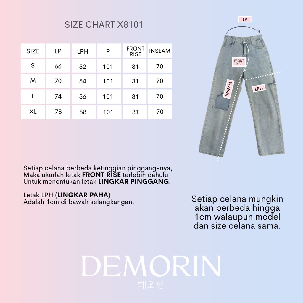 DEMORIN - Celana Jeans Wanita Ripped Loose Highwaist Korean Look - X8101