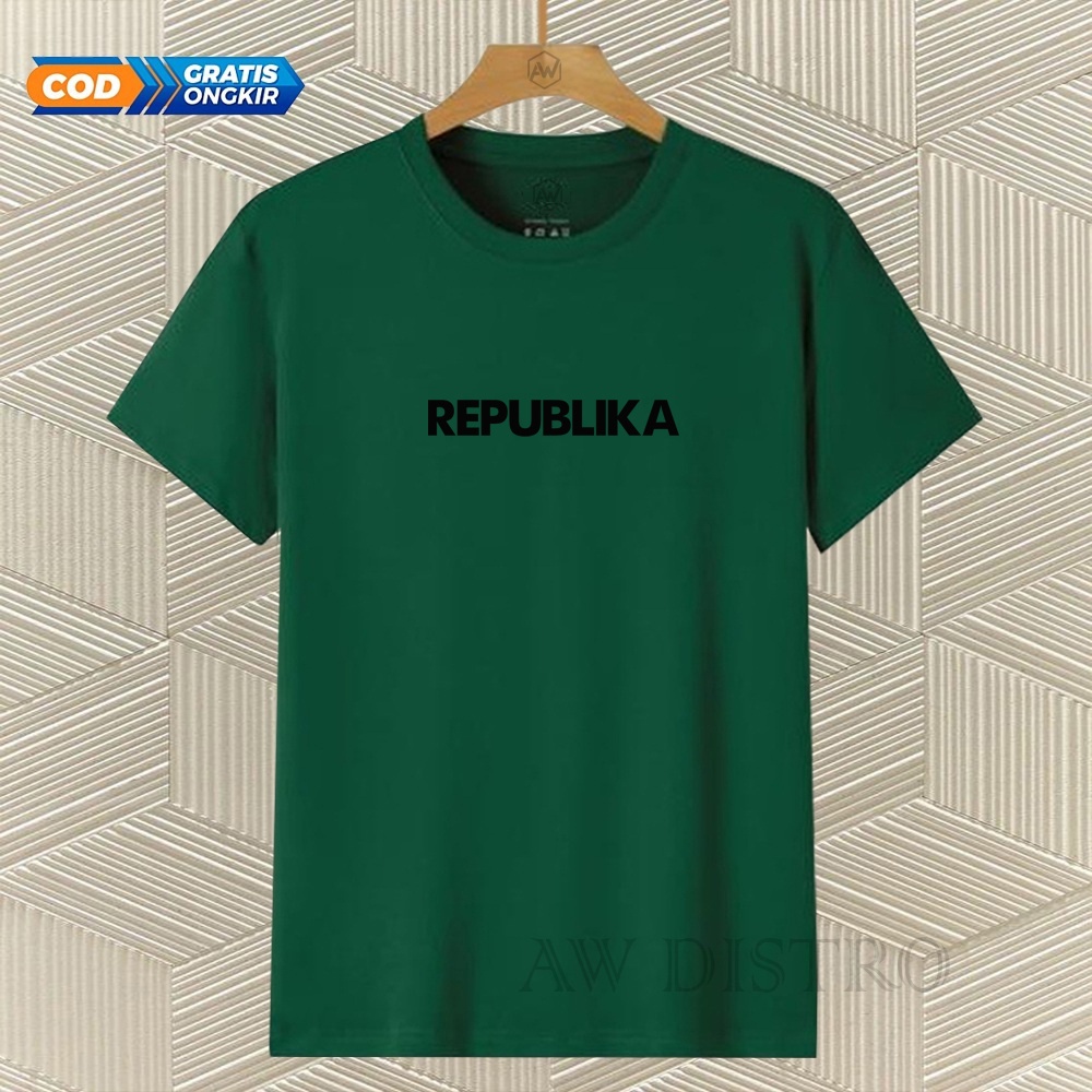 COD Baju Kaos Distro REPUBLIKA Teks Hitam Premium Quality Lengan Pendek