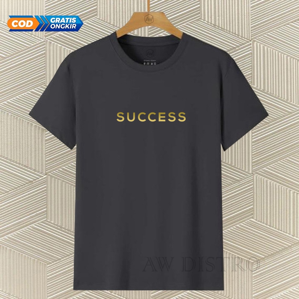 COD Baju Kaos Distro SUCCES Teks Gold Premium Quality Lengan Pendek