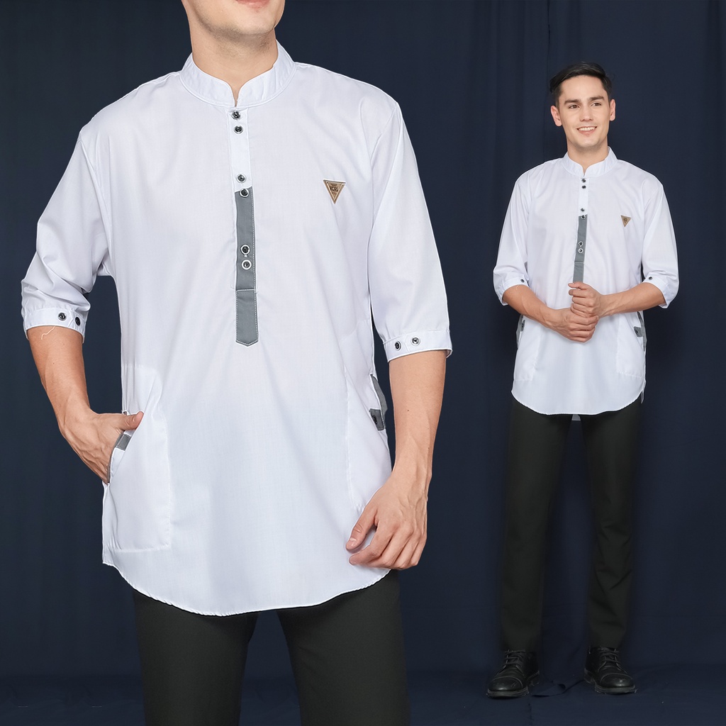 VCRL - Baju Koko Pria Dewasa Kurta Lengan Panjang 3/4 Bahan Toyobo Tebal Premium