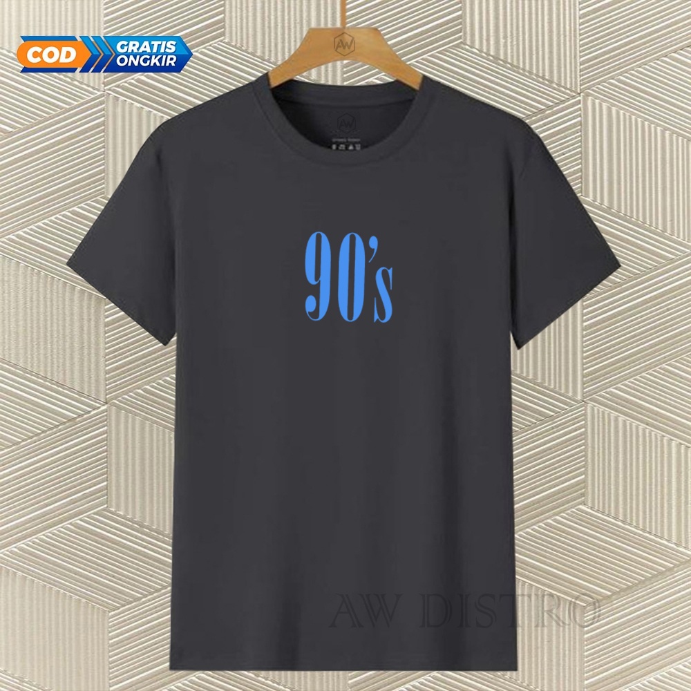 COD Baju Kaos Distro 90S Teks SkyyBlue Premium Quality Lengan Pendek