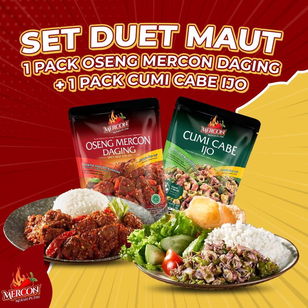 

Ready Stok Mercon Merah Putih - Set Duet Maut || Oseng Mercon Daging + Cumi Cabe Ijo