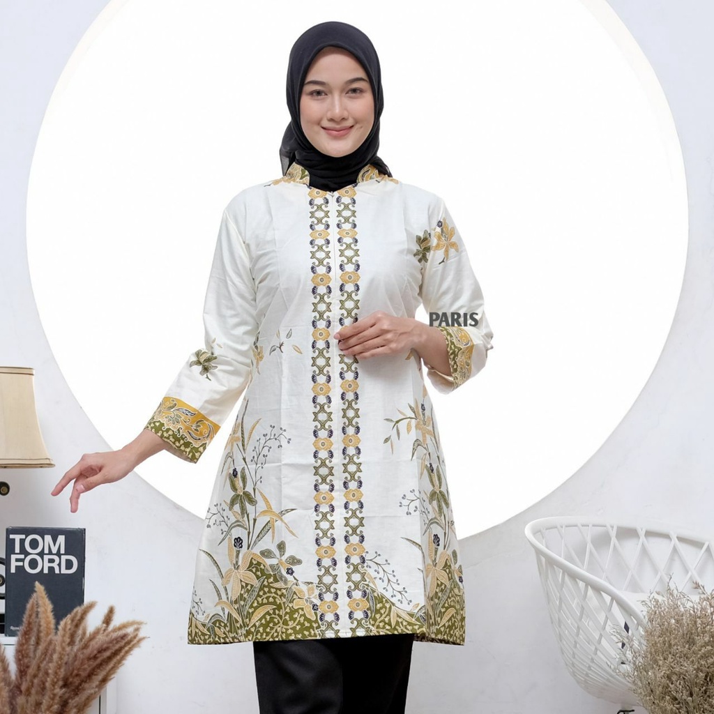 Baju Batik Wanita Jumbo Kekinian Lengan Panjang Tunik Batik Terbaru Katun Primis Unggul Jaya