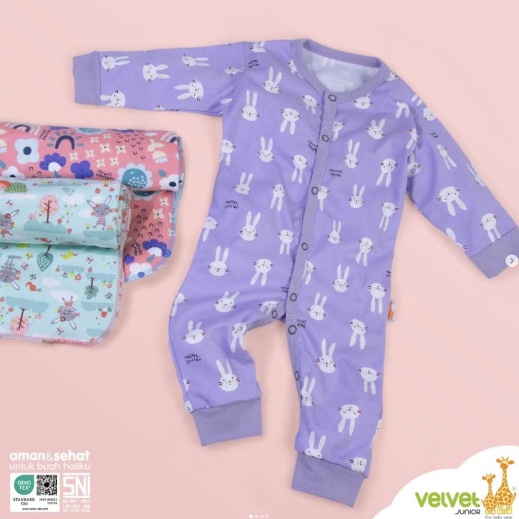 VELVET Active Wear / Dream Wear  VELVET (GIRL) Isi 3pcs / Sleepsuit / Bodysuit / Romper