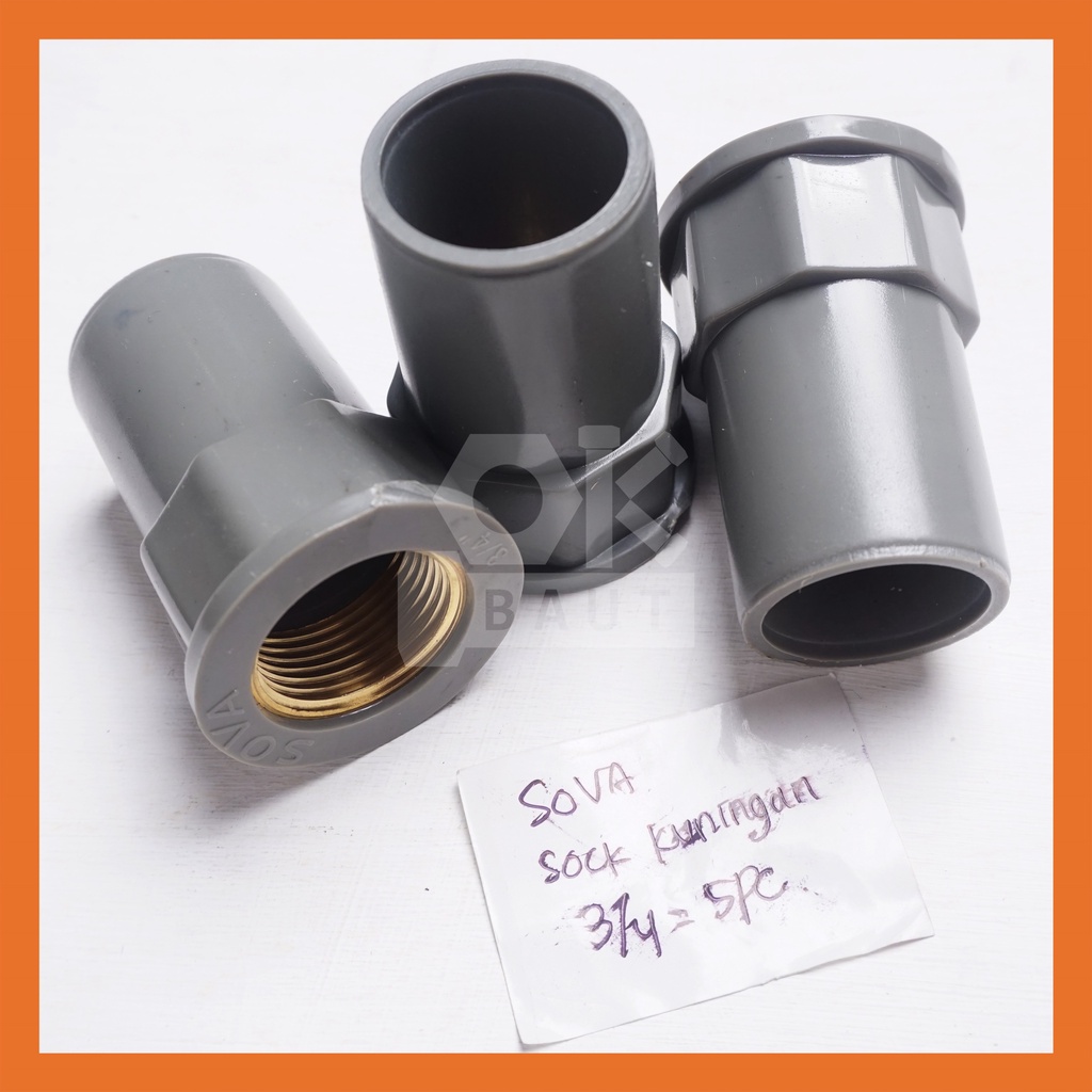 Sova Sock Drat Dalam Kuningan PVC 3/4" Sock drat dalam Faucet Sock metal Kuningan