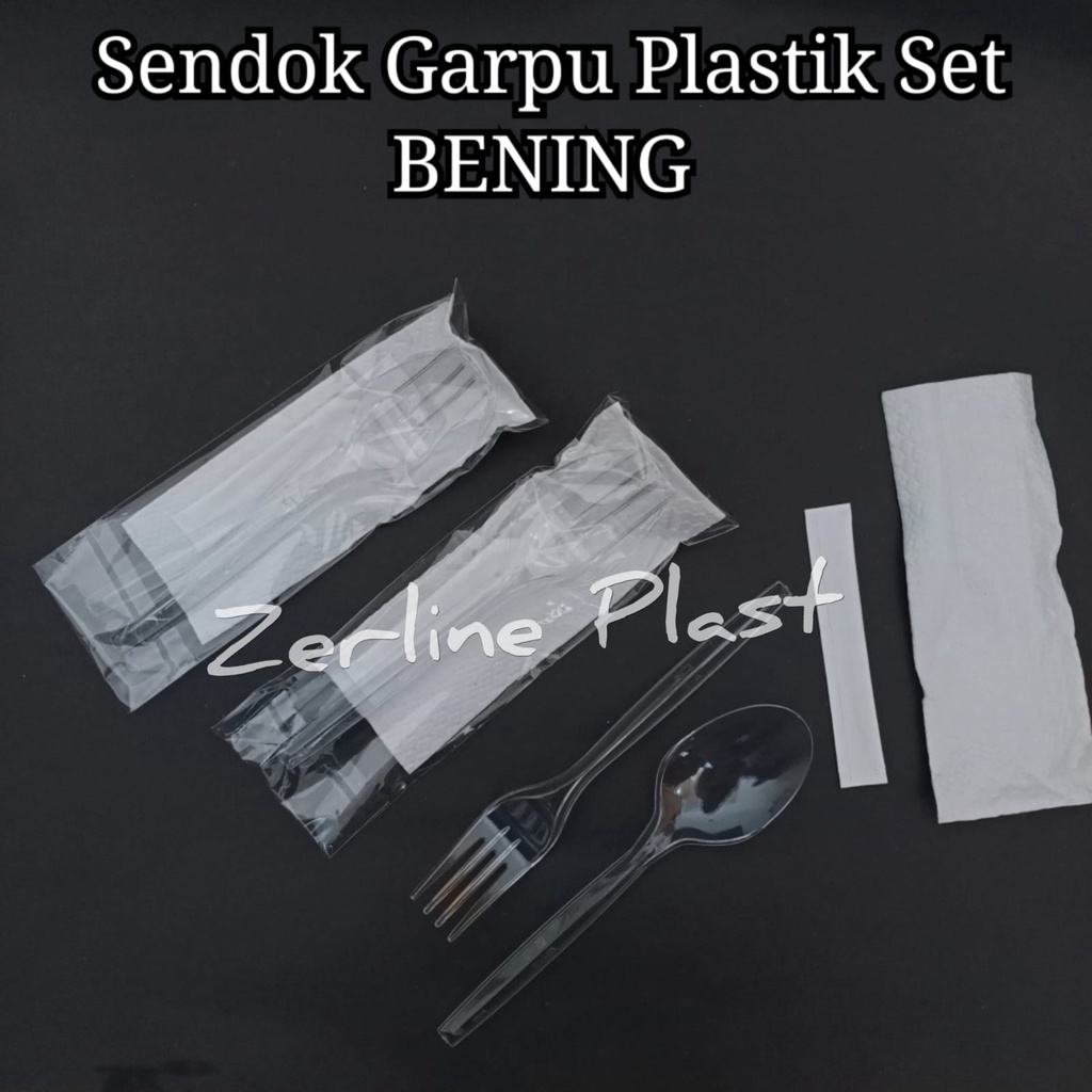 Sendok Garpu Plastik Set Higienis (BENING-HITAM)