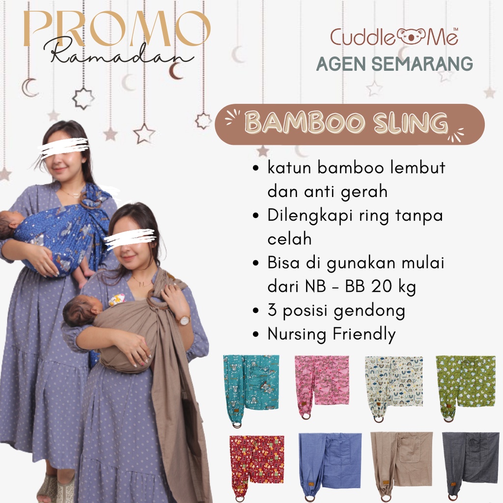 CuddleMe Ringsling Bamboo Gendongan Anak Kain Newborn Mshape Ergonomis SNI Aman BERGARANSI