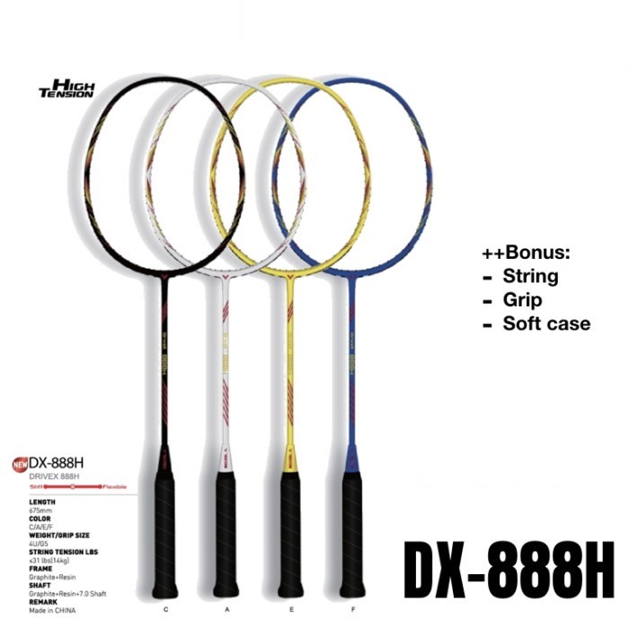 New Full Set Raket Badminton Victor Drive X 888 H / 888H - Putih