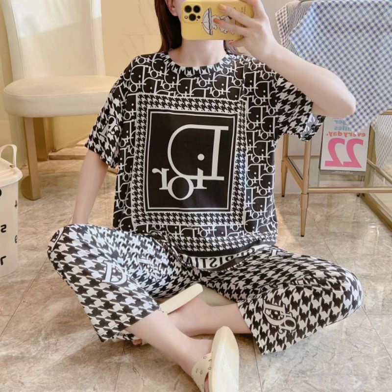 RULIF SET PIYAMA LENGAN PENDEK / SET BAJU TIDUR OVERSIZE / BAJU TIDUR CP WANITA / PIYAMA OVERSIZE IMPORT