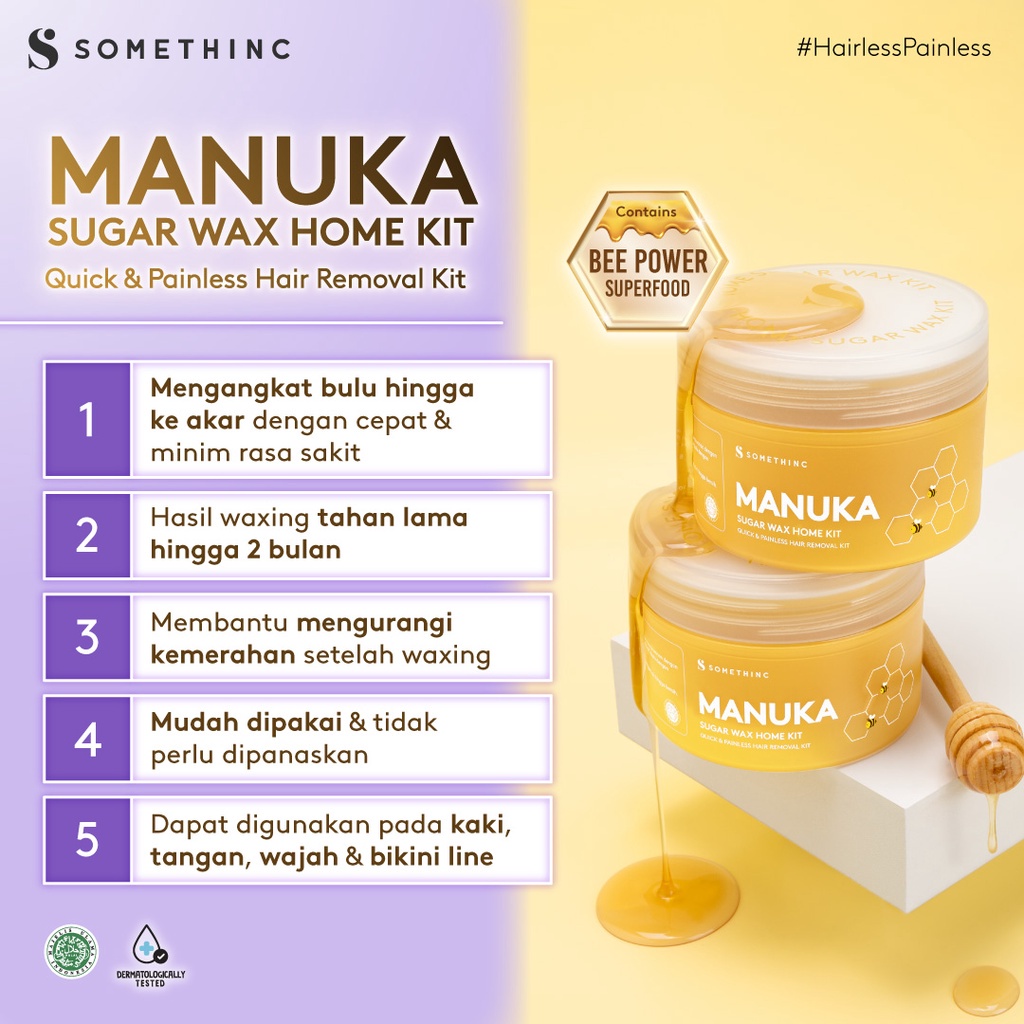 Somethinc Manuka Sugar Wax Home Kit | Slow Down Hair Reducer Cream