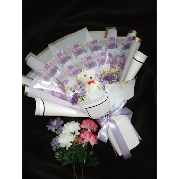 Buket uang mainan 3-20 slot plus boneka mini/ buket uang kosong 3-20 slot plus boneka mini/ buket bo