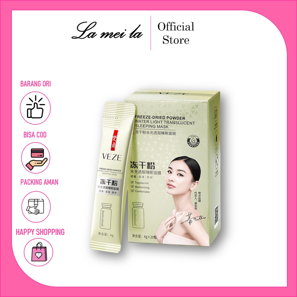 Veze Sleeping Mask Powder Water Masker Tidur Tembus Cahaya Air Bubuk Kering Beku 4gram x 20 Sachet