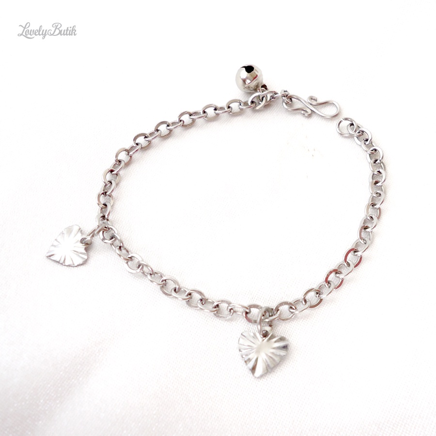 Gelang Kaki Bayi Anak Monel Krincing Baja Putih Model Daun Kecil  Stainless Steel - Lovelybutik