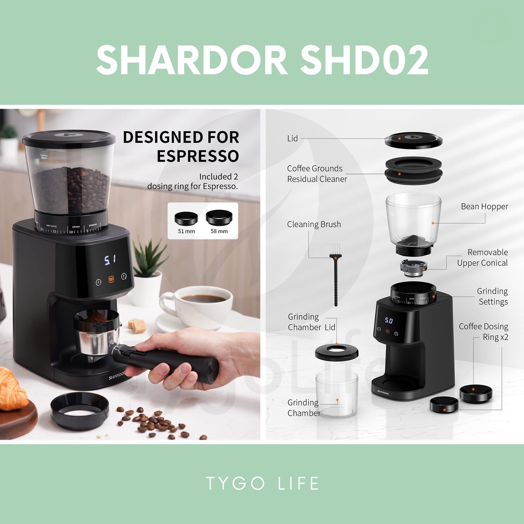 SHARDOR NEW MODEL ELECTRIC ADJUSTABLE COFFEE GRINDER WITH CANONICAL BURR