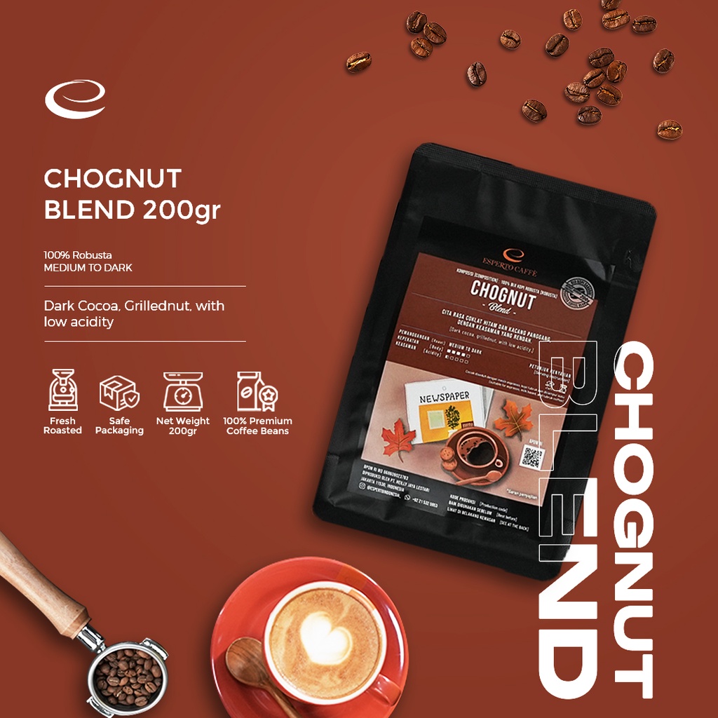 Esperto Caffe Chognut Blend 200gr - BIJI KOPI - BEANS