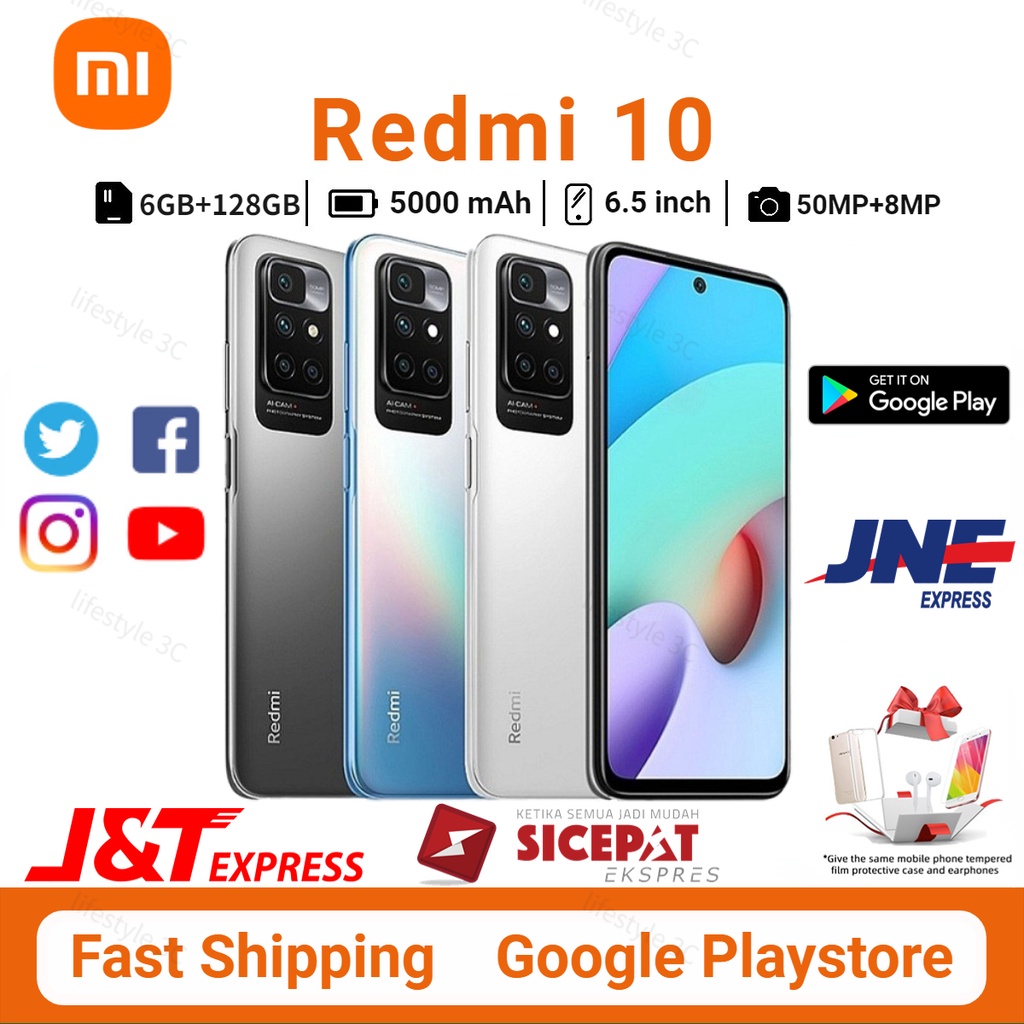 Xiaomi Redmi 10 2022 RAM 6GB/128GB HP Baru Garansi 1 Tahun