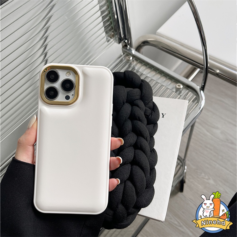 Casing Compatible for iPhone 14 13 12 11 Pro Max SE 2020 XR X XS Max 7 8 6 6s Plus SE 2020 Pure Premium Metal Simple Solid Color Air Cushioned Phone Case High Quality Soft Silicone Simple Style Phone Cover Anti-drop Anti-dirty Round Lens Protective Case