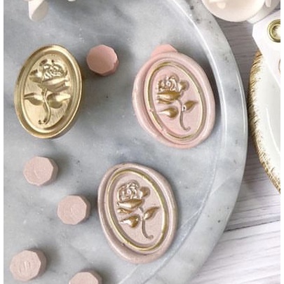 (WGI) Clara Rose (Flamingo W/ Gold Ink)  - 1 Pcs Wax Seal Coin Instan Siap Pakai  / Segel undangan w