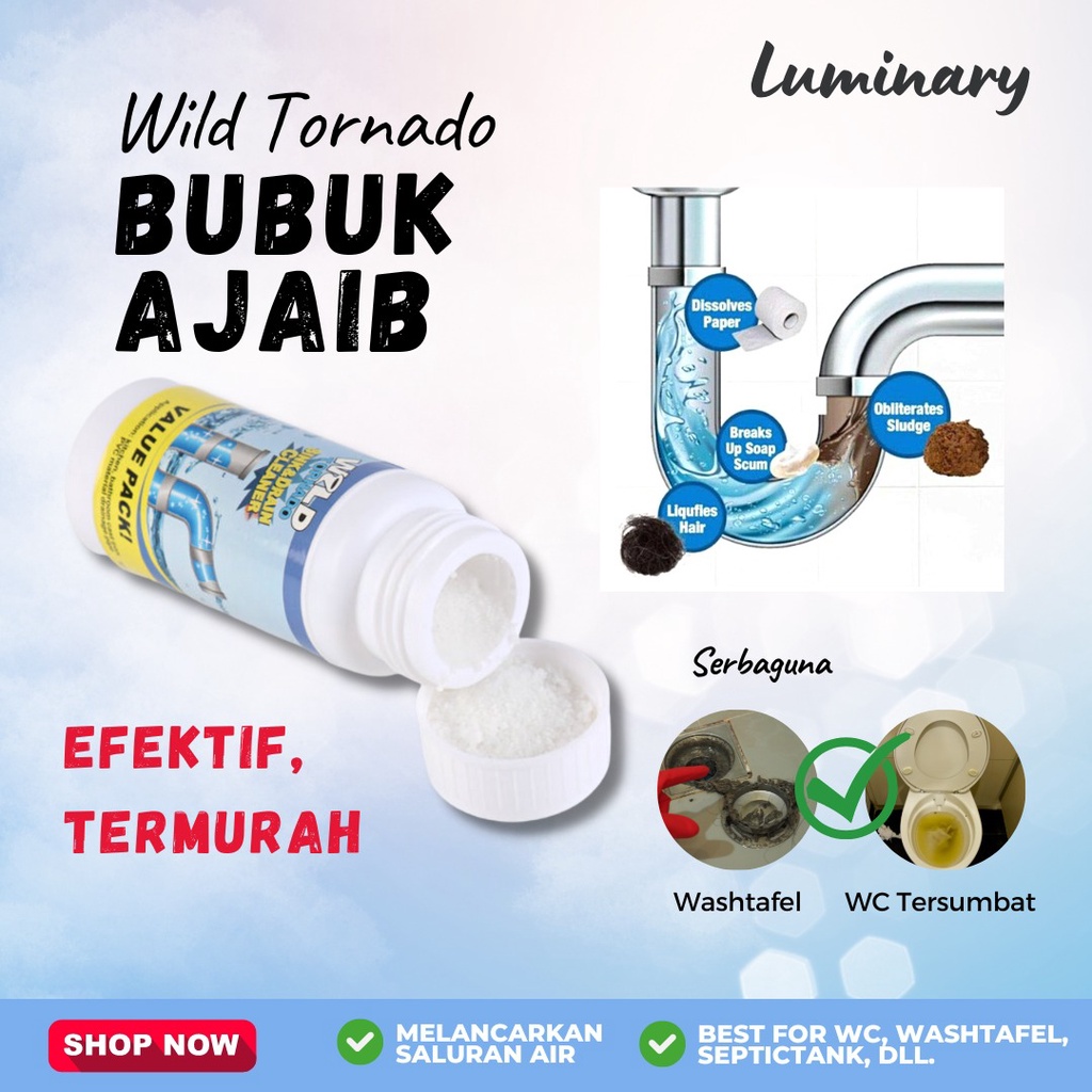 WILD TORNADO Pembersih Pipa Toilet Tersumbat/ Anti Mampet Wastafel/ Pembersih Pipa Saluran Air