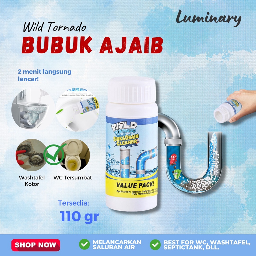 WILD TORNADO Pembersih Pipa Toilet Tersumbat/ Anti Mampet Wastafel/ Pembersih Pipa Saluran Air