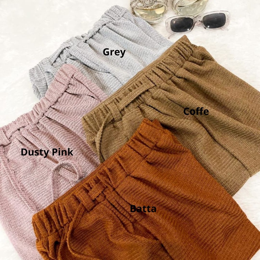 COLLUTE PANTS RAJUT TALI KECIL / CELANA KULOT WANITA ANTI KUSUT/ KULOT RIB KNIT WANITA