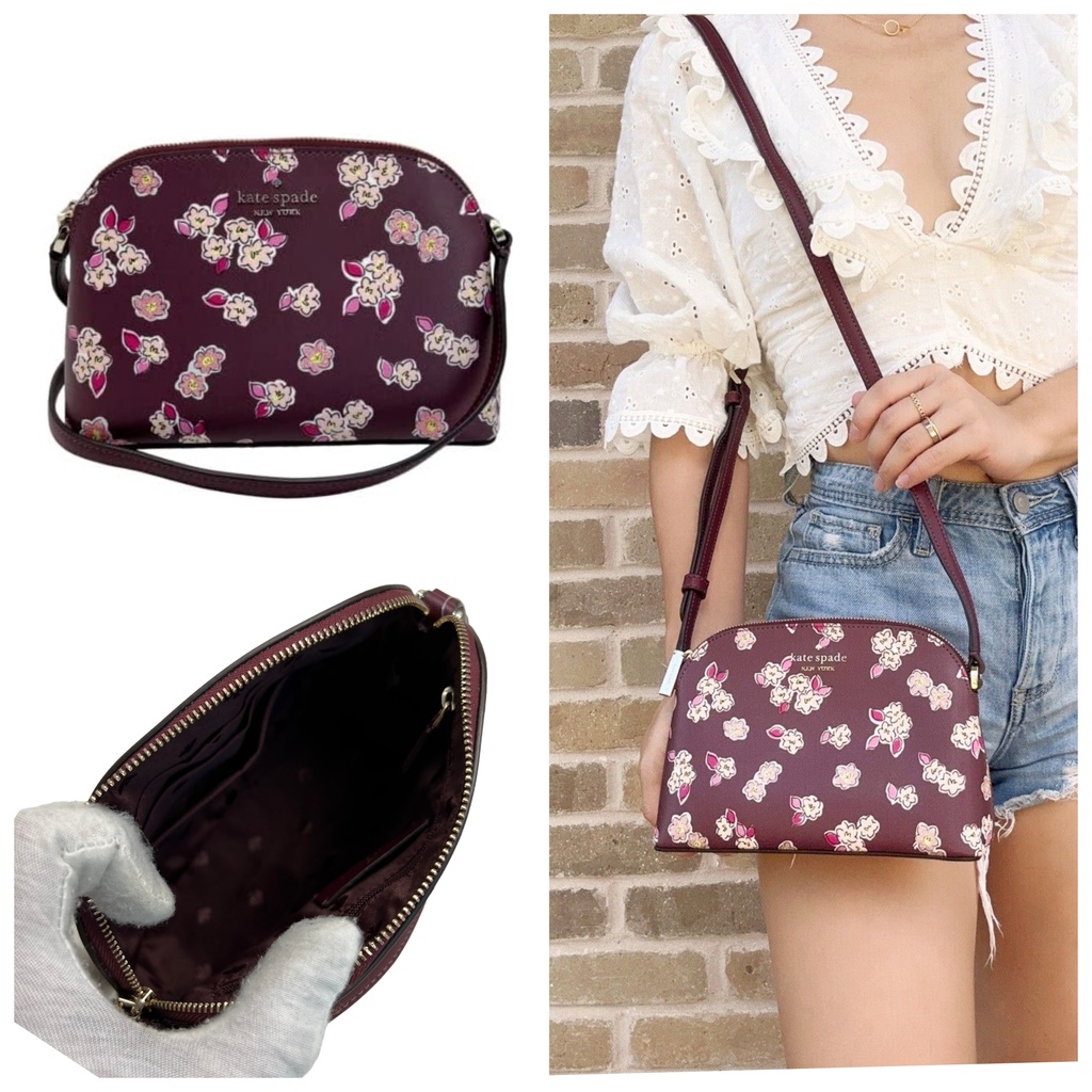 Tas KS Tinsel SMALL dome crossbody deep berry floral sz 19x14x7cm