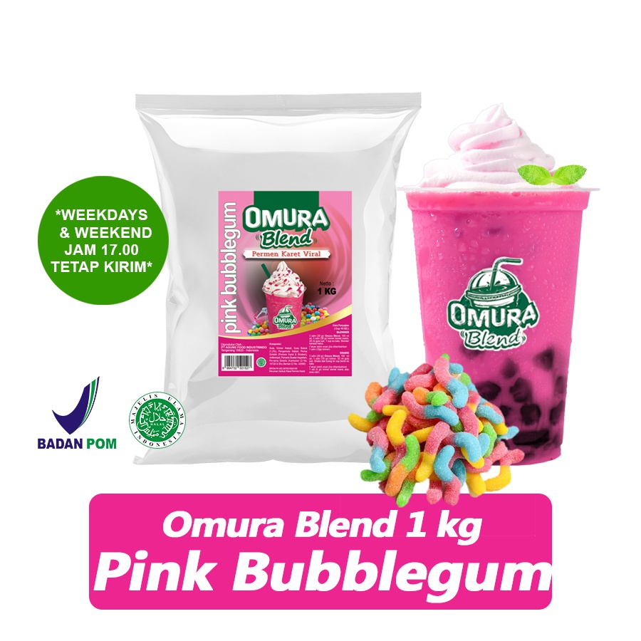 

[Ready Stock]Cod OMURA Blend Bubuk Minuman Rasa Pink Bubble Gum / Permen Karet Powder Drink 1 Kg Omura Powder