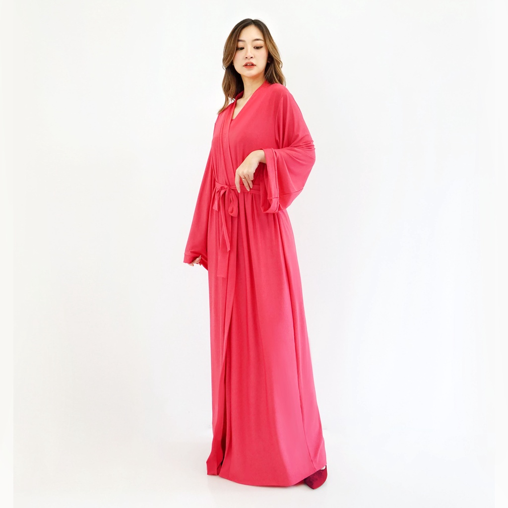 FOLVA Kimono Panjang Set inner long dress Baju Tidur Spandex 1723PSET