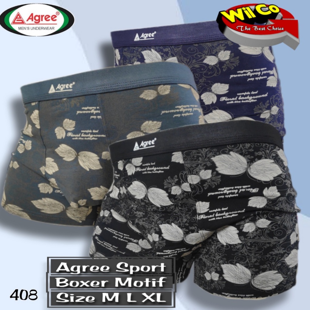 K408 - [Harga Per 1 Potong] CELANA DALAM PRIA [BOXER] AGREE SIZE M - XL