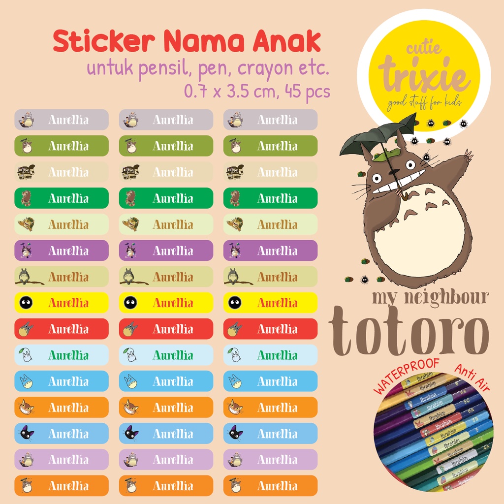 

Sticker Label Nama Anak Pensil TOTORO