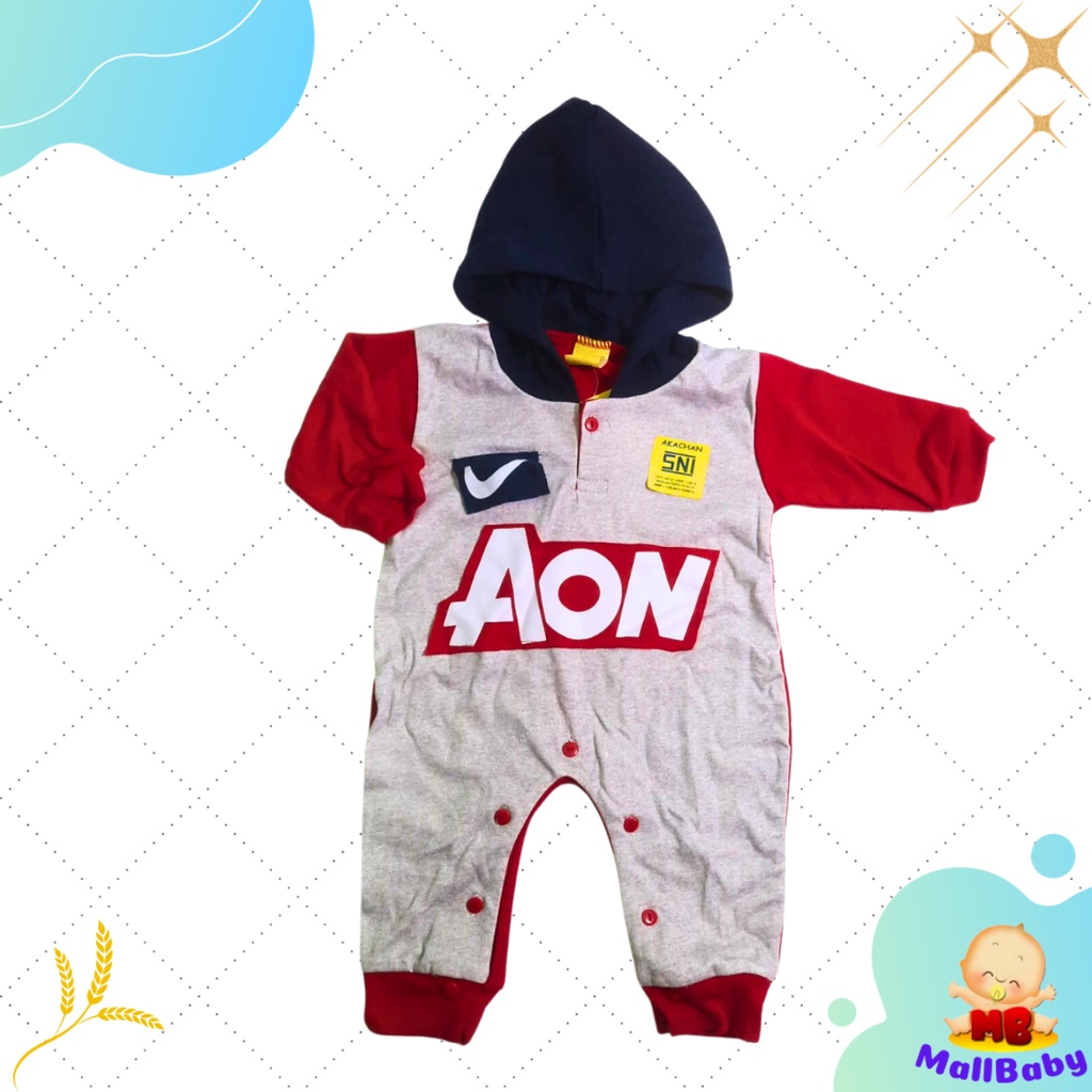 Baju Jumper Bayi Lucu Laki Laki Perempuan Jumpsuit Hoodie Bahan Kaos Adem Murah 0-3 Bulan Akachan MallBaby