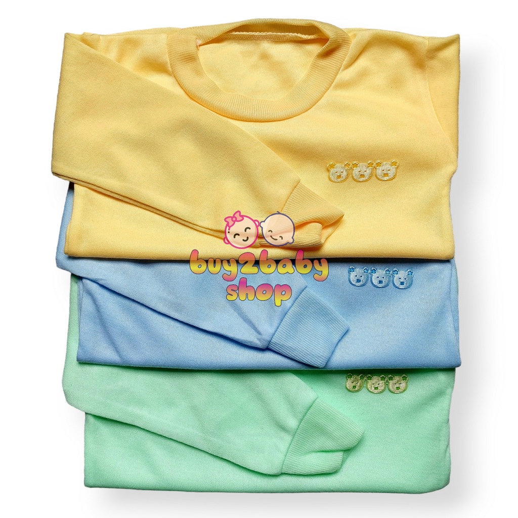 6 PCS Kaos oblong bayi lengan panjang lusinan warna polos Dolphin Tisuka Usia 0-2 Tahun isi 1-6 PCS