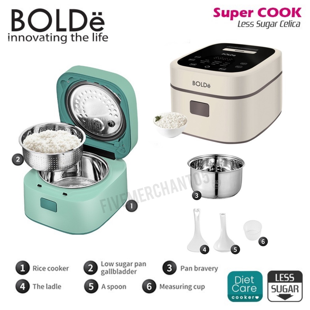 Bolde CELICA Rice Cooker Less Sugar 1,2 L Magic Com Low Sugar Low Carbo Less Carbo Penanak Nasi Rendah Gula