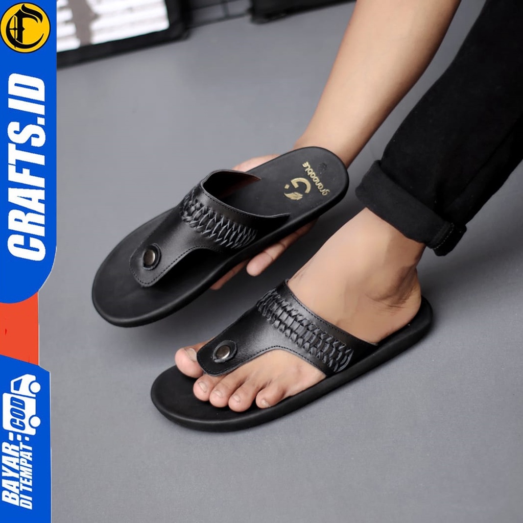 Sandal Kulit Pria Dewasa Sendal Slop Crafts Taogunka