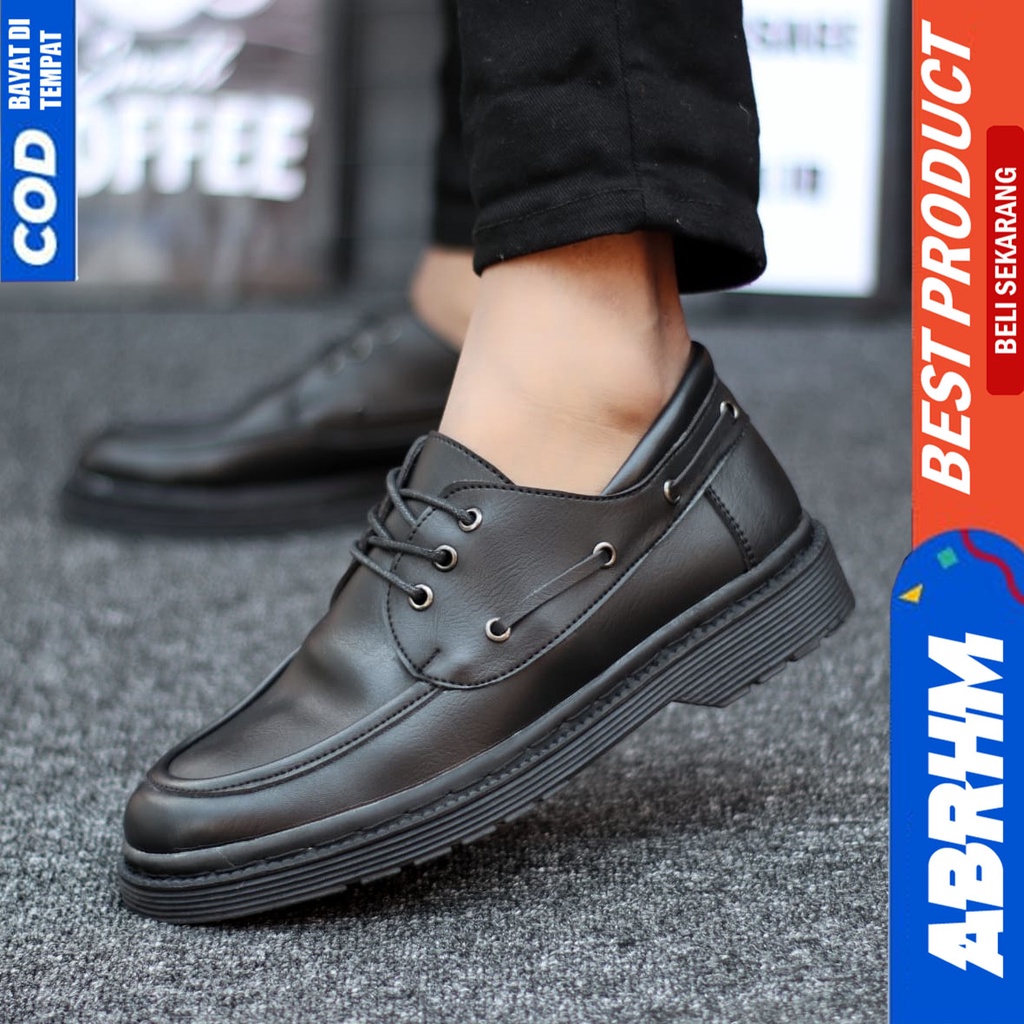 Sepatu Docmart Pria Pantofel Formal Casual Low Boots Hitam Kerja Pria Abrhm INO