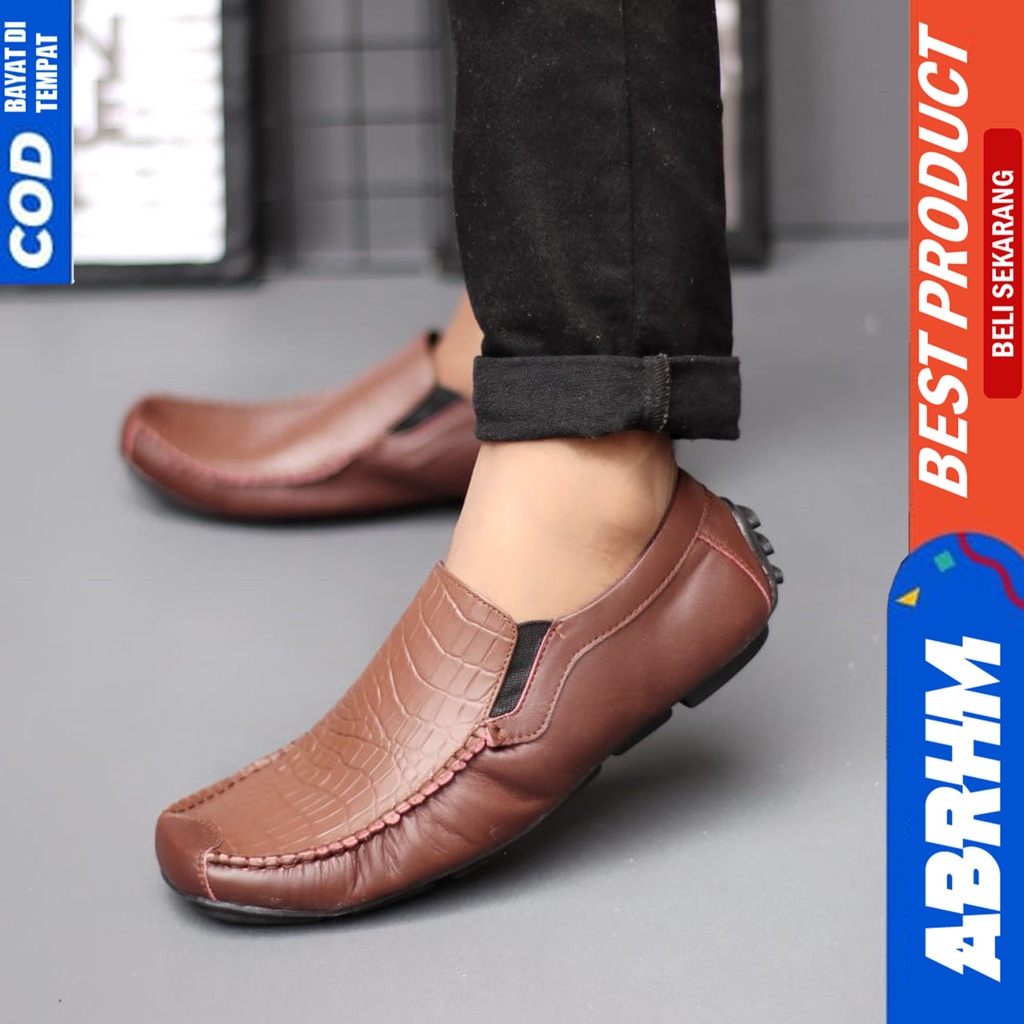 Sepatu Formal Pria Kulit Asli Casual Kerja Kantor Hitam Abrhm Asbuol