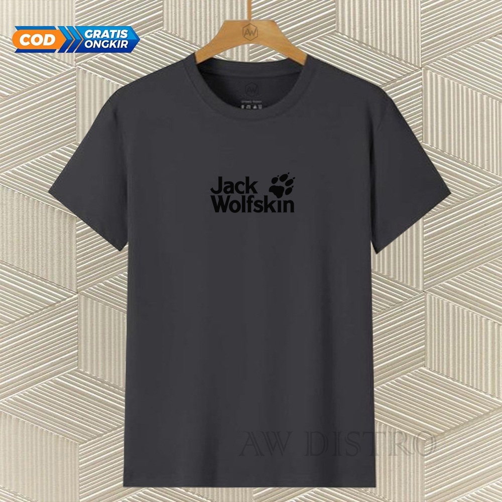 COD Baju Kaos Distro JACKWOL Texs Hitam Premium Quality Lengan Pendek