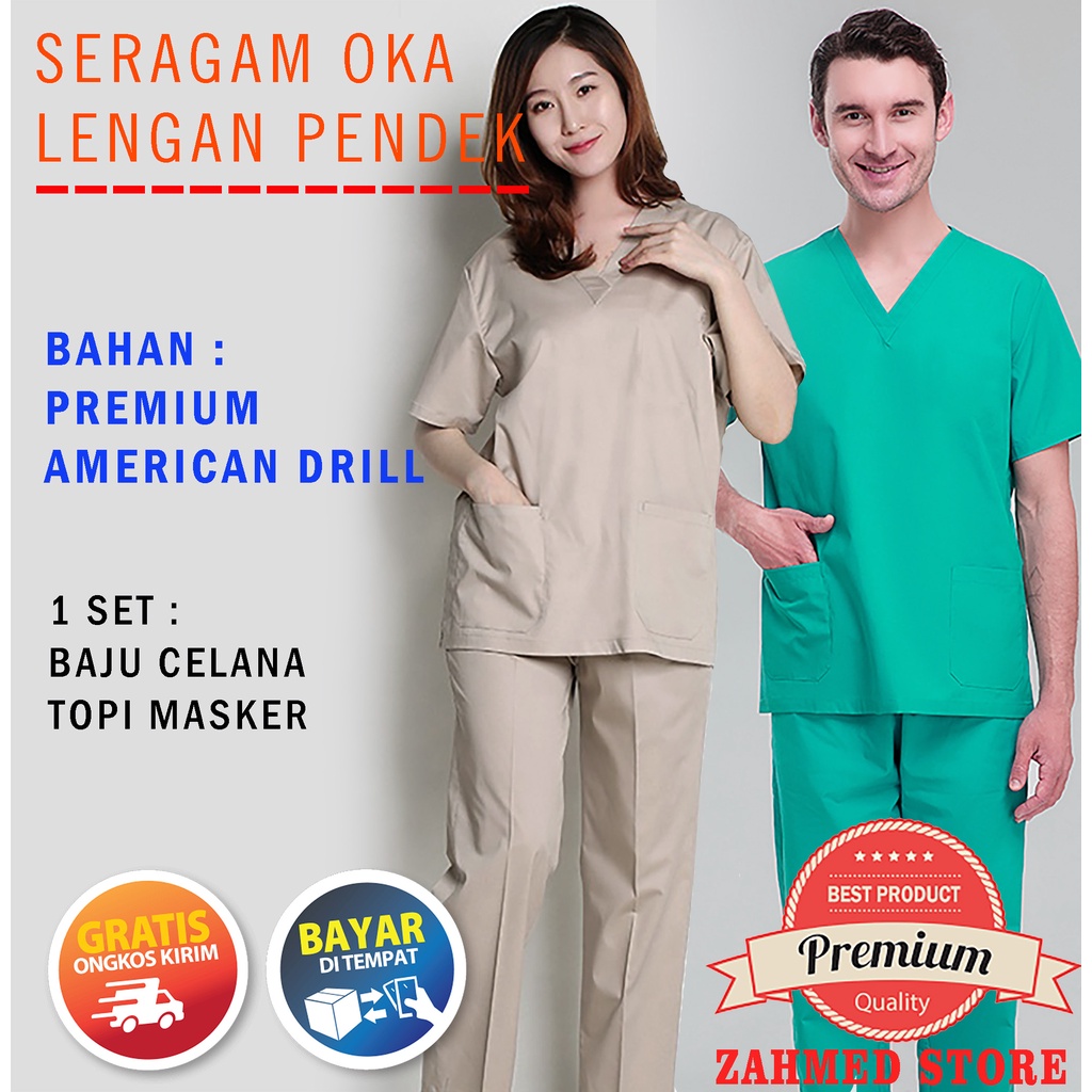 Baju oka / Baju ok / Seragam perawat  / baju jaga / baju ok lengan pendek / baju scrub pria wanita