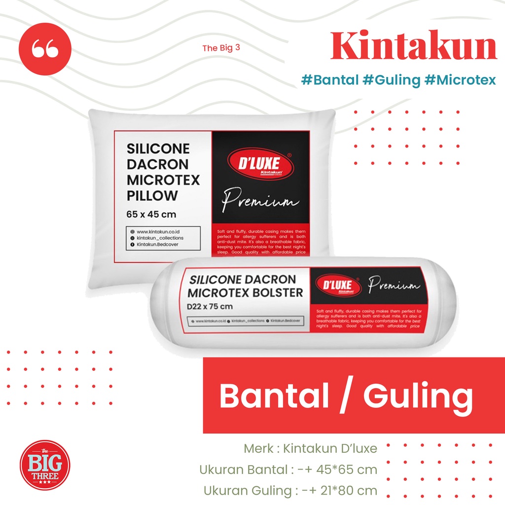 KINTAKUN ECONOMY - PAKET Bantal + Guling Silikon - Soft Pillow Bolster TBT