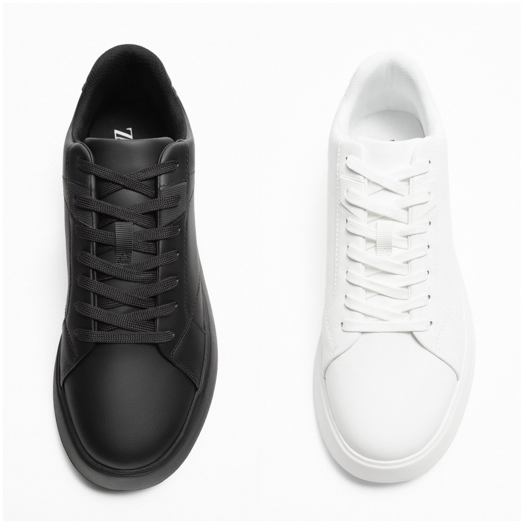 Sepatu Pria Zara Monochrome Chunky Trainers Putih Hitam Man Shoes Sneaker Sneakers Original Cowok