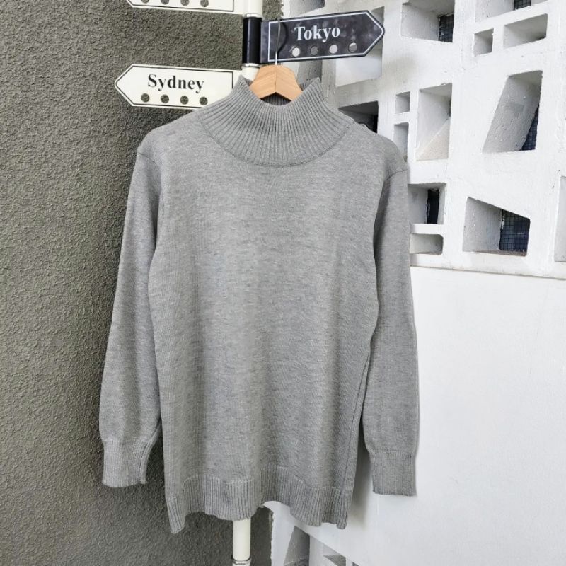 LONG NECK BASIC Sweater Pria Wanita Unisex Murah BASIC MELAR Bahan Rajut 6 Warna Size L XL Sweater Rajut Pria Wanita Lengan Panjang